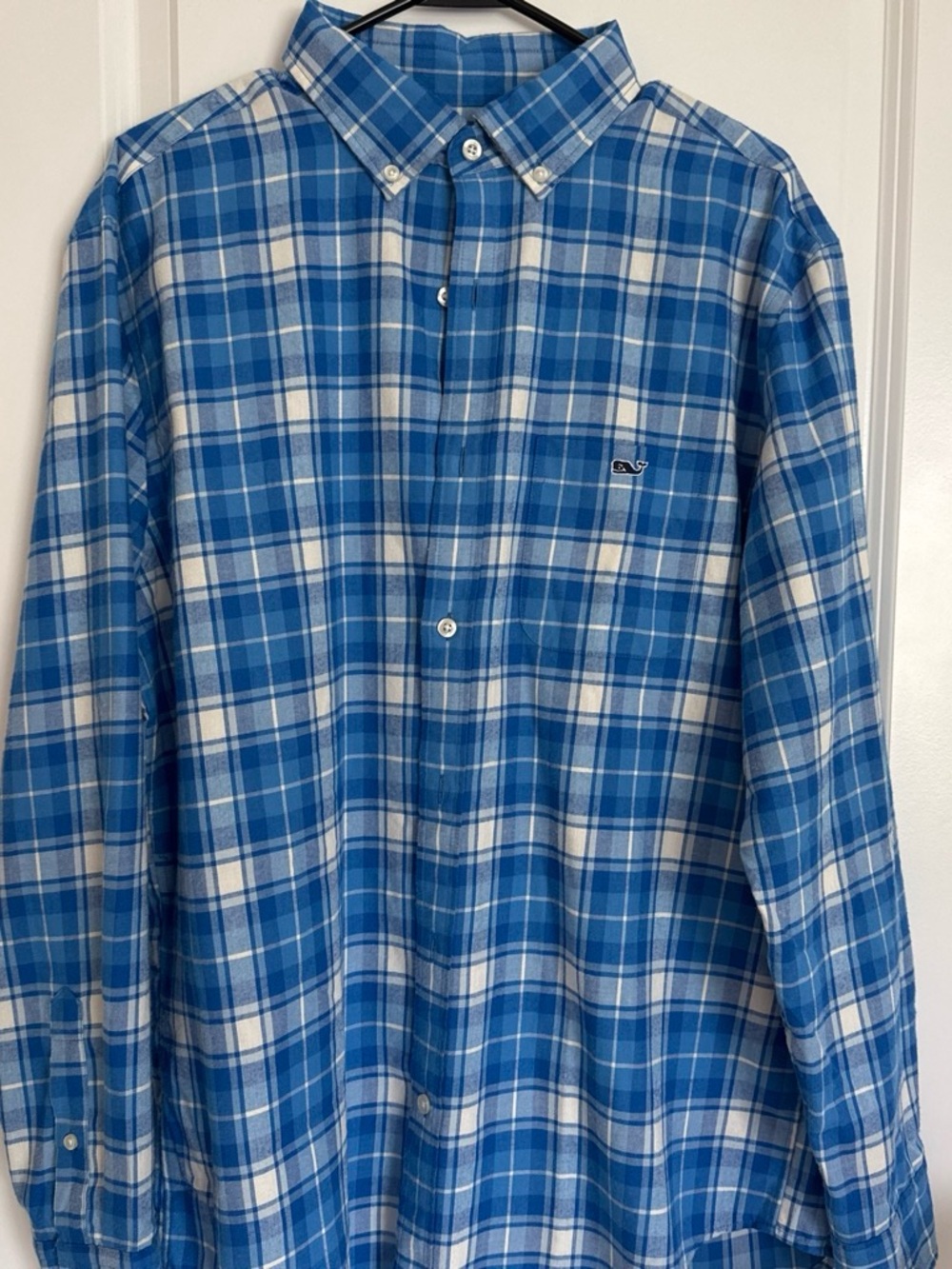 Vineyard Vines Blue and White Plaid Button-Down Shirt